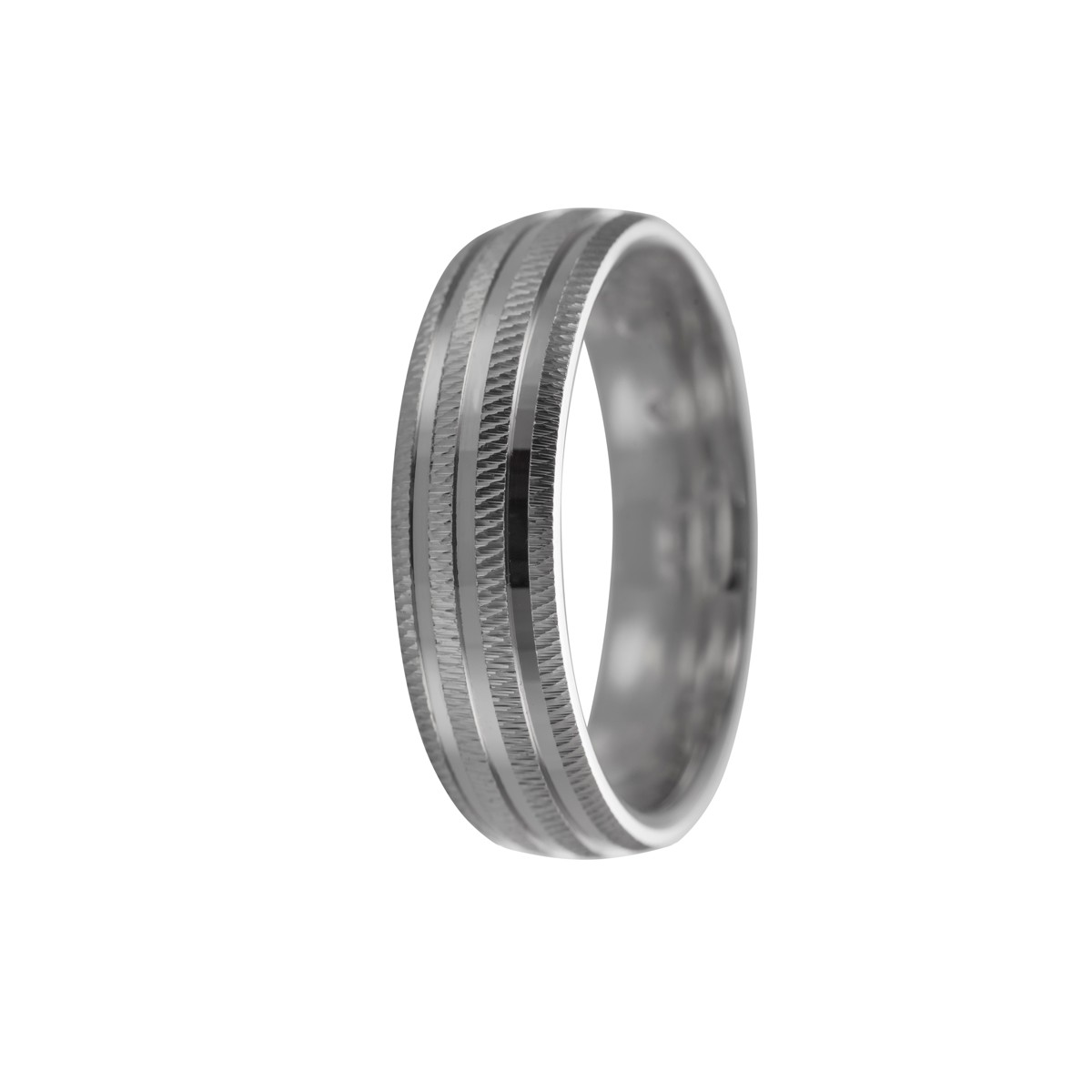 Alianza de plata con doble relieve y franjas brillantes