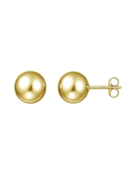 Pendientes de presión dorados bola lisa 8 mm en Plata de Ley 925