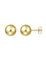 Pendientes de presión dorados bola lisa 8 mm en Plata de Ley 925