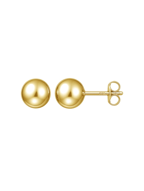 Pendientes de presión dorados bola lisa 7 mm en Plata de Ley 925
