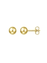 Pendientes de presión dorados bola lisa 5 mm en Plata de Ley 925