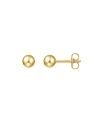 Pendientes de presión dorados bola lisa 4 mm en Plata de Ley 925