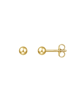 Pendientes de presión dorados bola lisa 3 mm en Plata de Ley 925