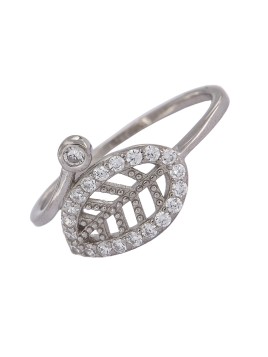 Precioso Anillo de Plata de hoja elaborado en plata con circonitas Plata de Primera de Ley.