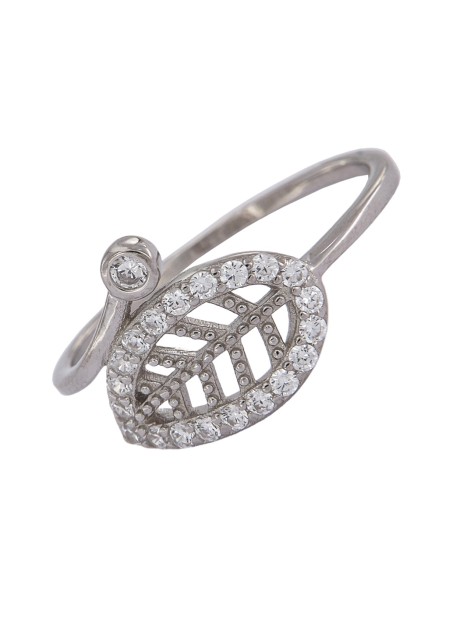 Precioso Anillo de Plata de hoja elaborado en plata con circonitas Plata de Primera de Ley.