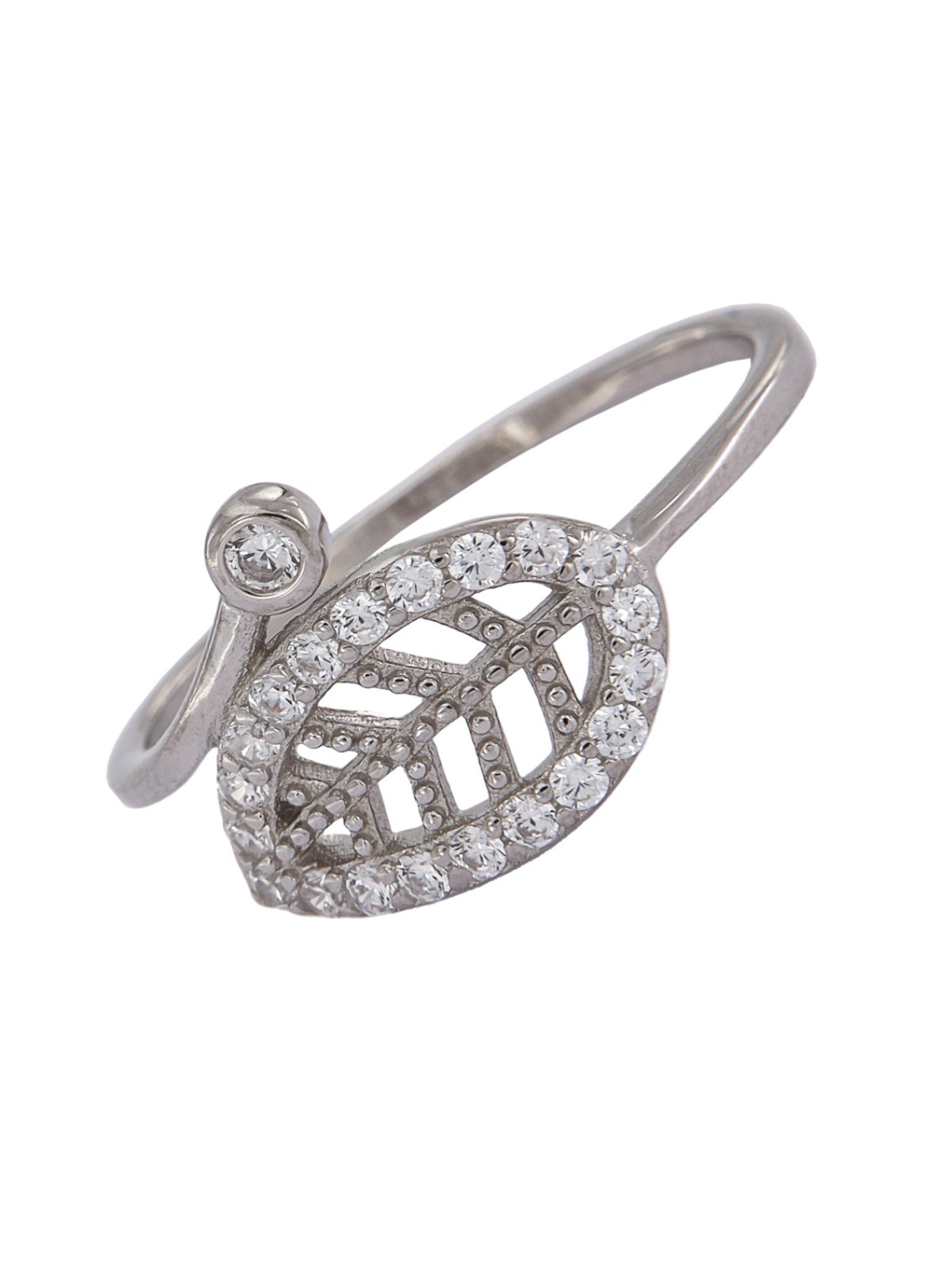Precioso Anillo de Plata de hoja elaborado en plata con circonitas Plata de Primera de Ley.