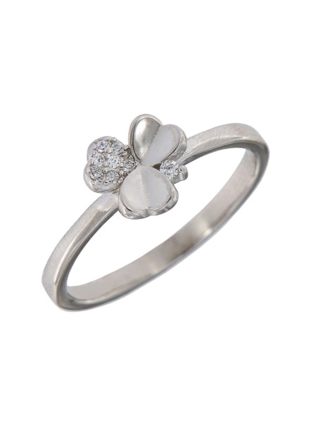 Precioso Anillo de Plata Trébol con circonitas elaborado en plata con circonitas Plata de Primera de Ley.