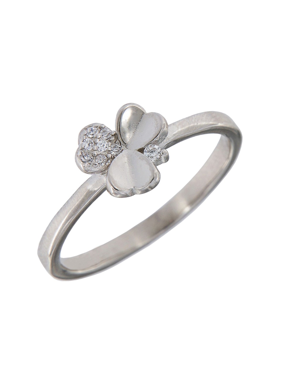 Precioso Anillo de Plata Trébol con circonitas elaborado en plata con circonitas Plata de Primera de Ley.