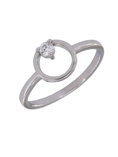 Anillo de Plata con Aro Circular y Circonita en Plata 925
