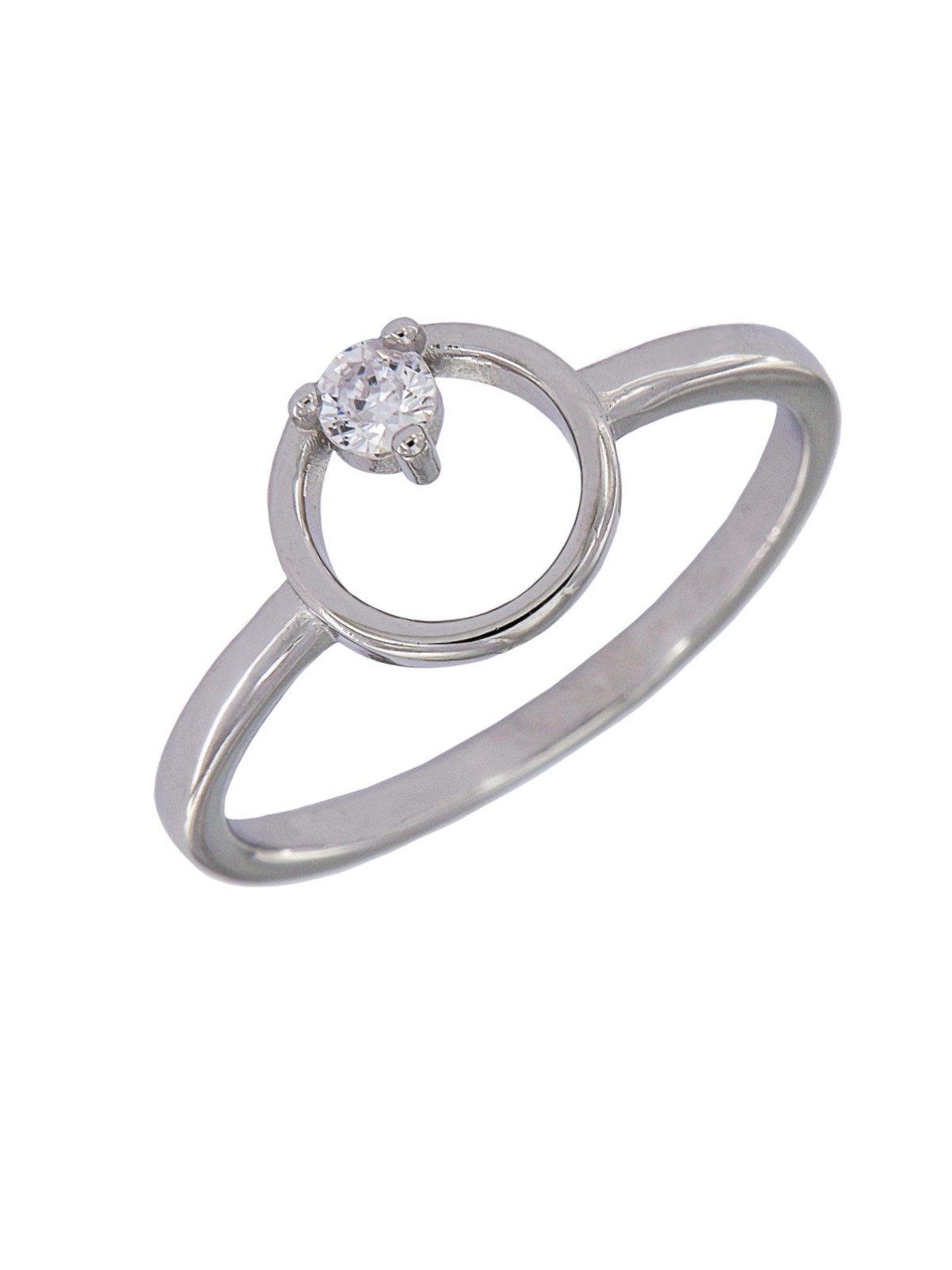 Anillo de Plata con Aro Circular y Circonita en Plata 925