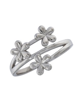 Precioso Anillo de Plata De Triple Flor Lisa elaborado en Plata de Primera de Ley.