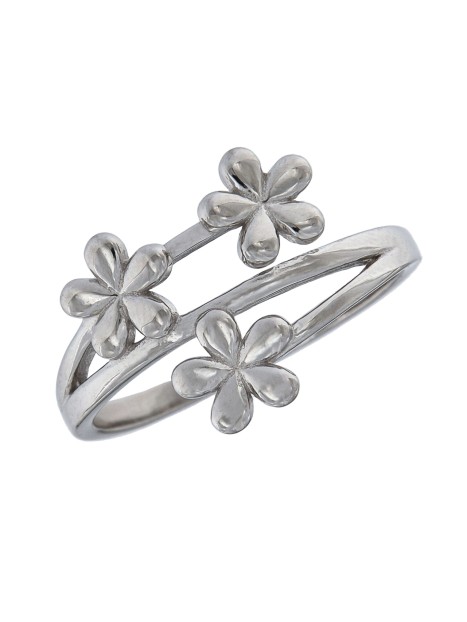 Precioso Anillo de Plata De Triple Flor Lisa elaborado en Plata de Primera de Ley.