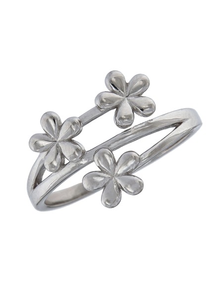 Precioso Anillo de Plata De Triple Flor Lisa elaborado en Plata de Primera de Ley.