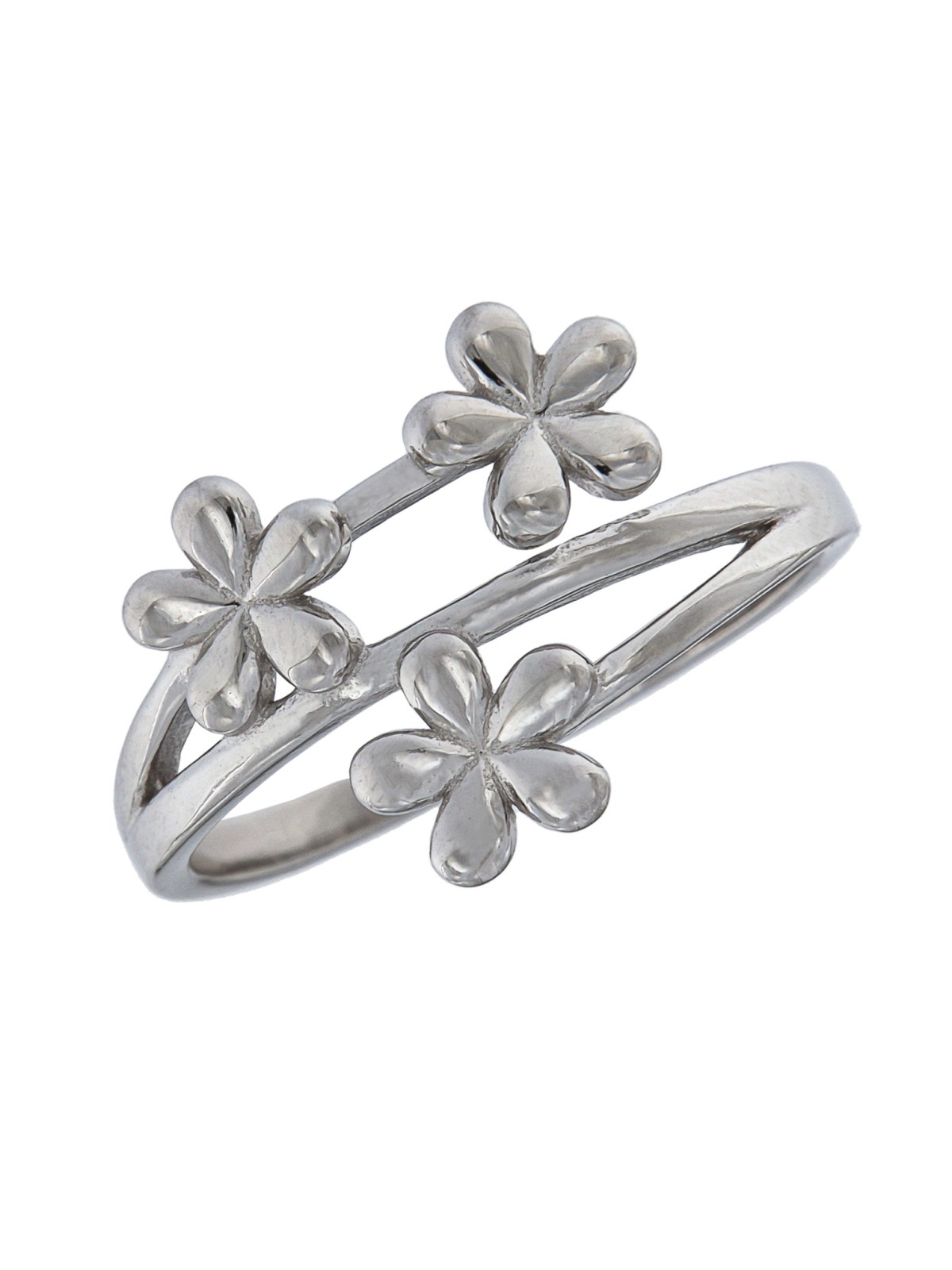 Precioso Anillo de Plata De Triple Flor Lisa elaborado en Plata de Primera de Ley.