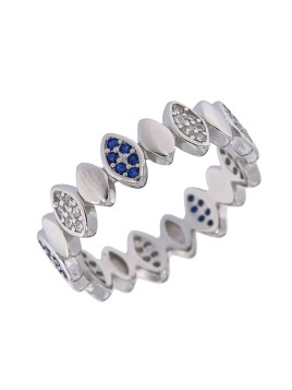 Anillo ojos turcos circonita, Plata 925 MM- Joyas Marisol