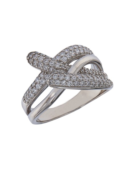 Anillo de Plata con Doble Cruce de Circonitas en Plata 925