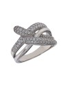 Anillo de Plata con Doble Cruce de Circonitas en Plata 925