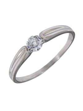 Anillo solitario sencillo circonita carril, Plata 925 MM- Joyas Marisol