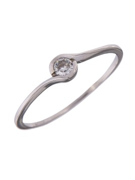 Anillo solitario sencillo  circonita, Plata 925 MM- Joyas Marisol