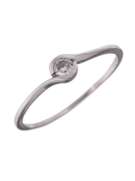 Anillo solitario sencillo  circonita, Plata 925 MM- Joyas Marisol