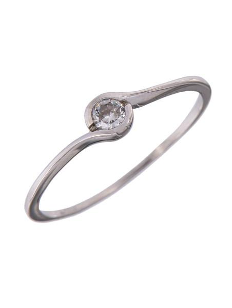 Anillo solitario sencillo  circonita, Plata 925 MM- Joyas Marisol
