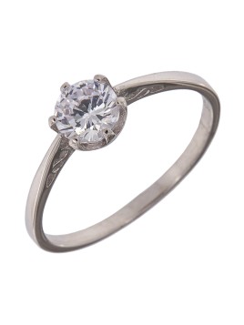 Anillo Solitario Clásico de Plata de Seis Garras en Plata 925