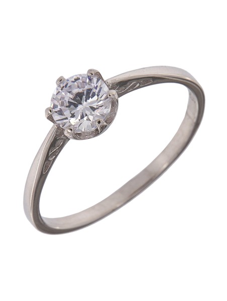 Anillo Solitario Clásico de Plata de Seis Garras en Plata 925