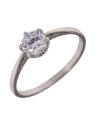 Anillo Solitario Clásico de Plata de Seis Garras en Plata 925