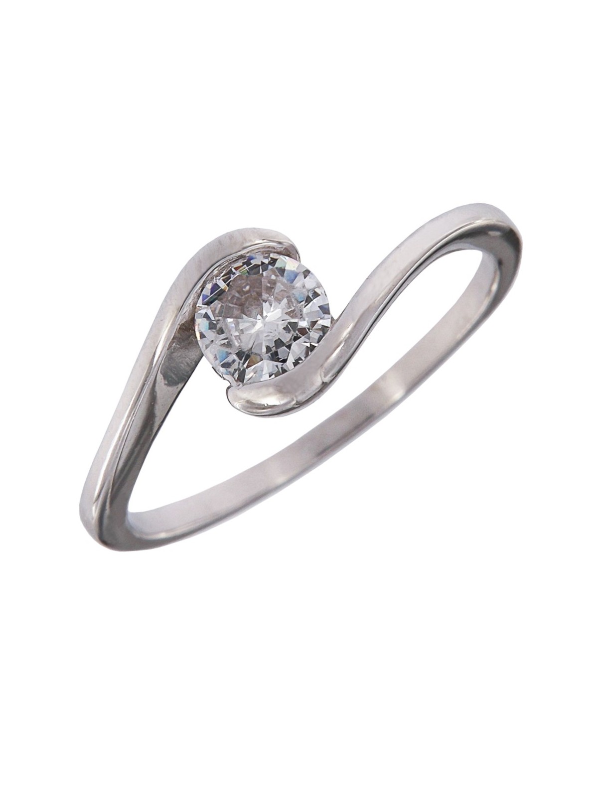 Anillo Solitario de Plata de Línea Curva en Plata 925