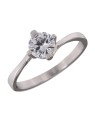 Anillo Solitario de Plata de Cuatro Garras y Aro Fino en Plata 925