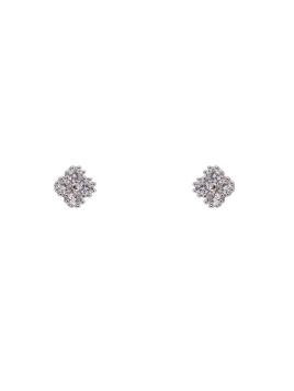Pendientes de presión flor con circonita blanca en Plata de Ley 925
