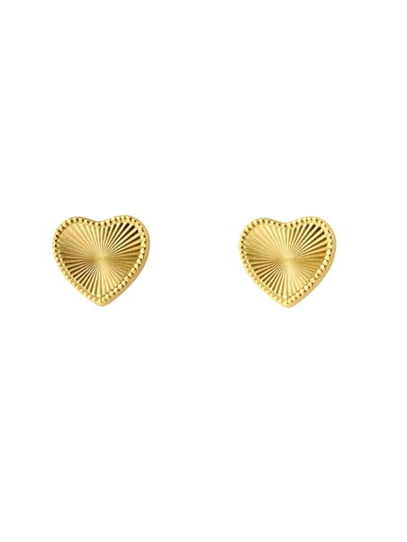 Pendientes de presión dorados corazón radiado en Plata de Ley 925