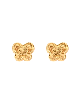 Pendientes de presión dorados flor labrada en Plata de Ley 925