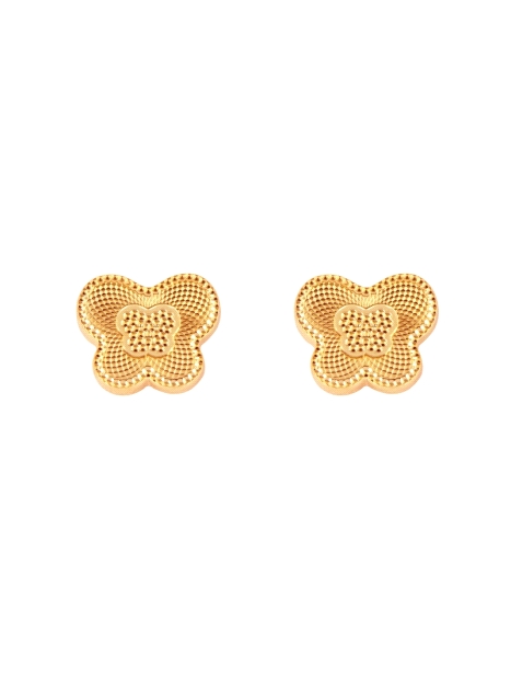 Pendientes de presión dorados flor labrada en Plata de Ley 925