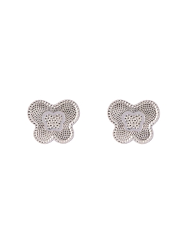 Pendientes de presión flor labrada en Plata de Ley 925