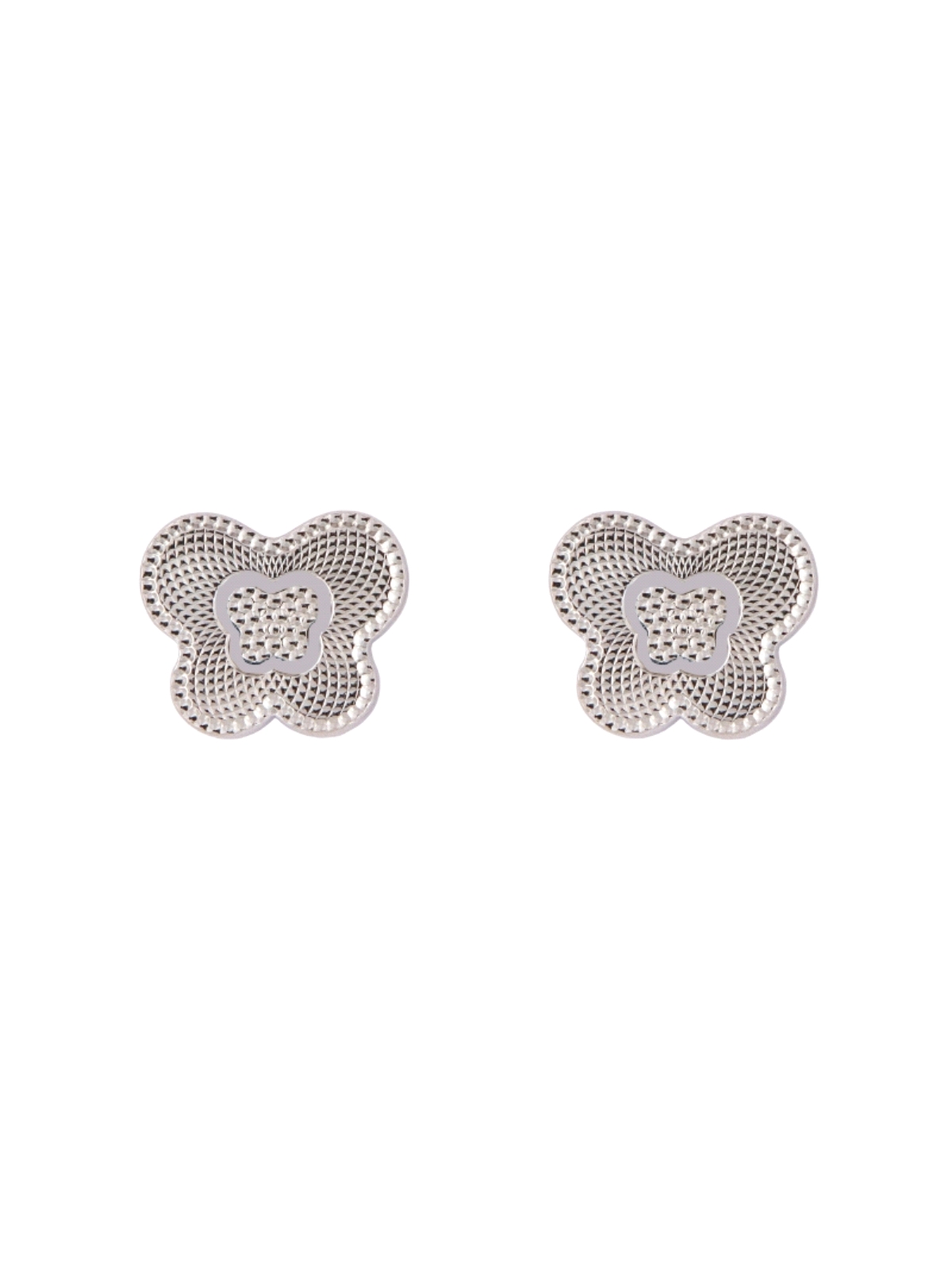 Pendientes de presión flor labrada en Plata de Ley 925
