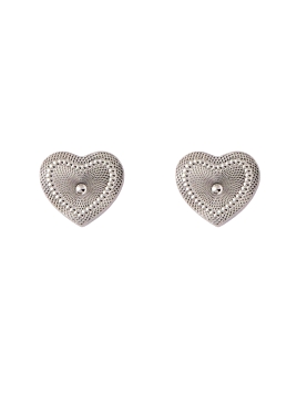 Pendientes de presión corazón tallado en Plata de Ley 925