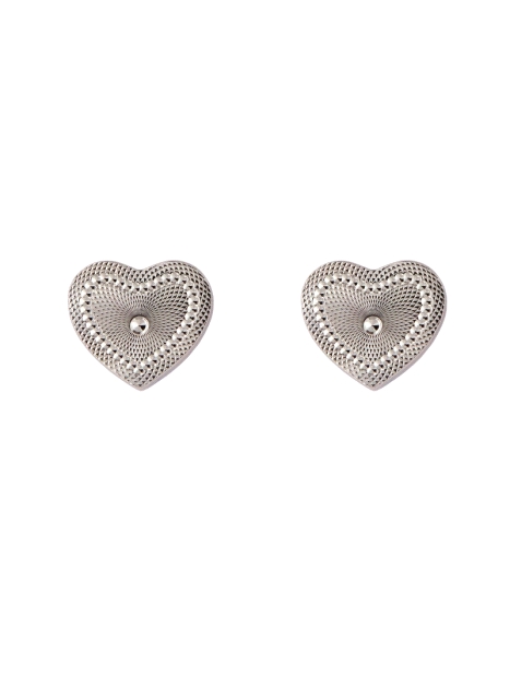 Pendientes de presión corazón tallado en Plata de Ley 925