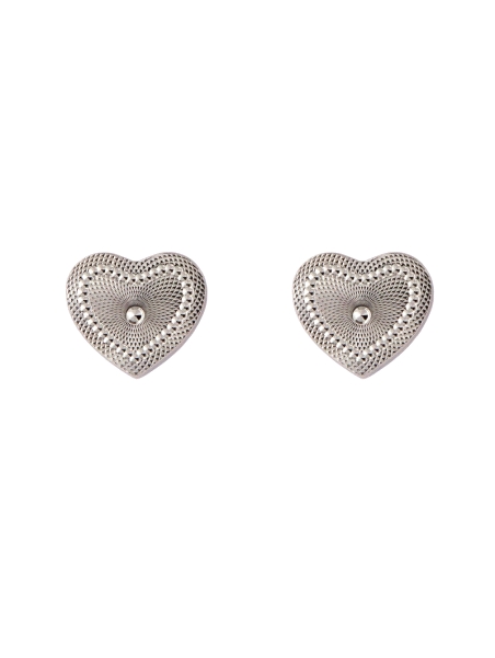 Pendientes de presión corazón tallado en Plata de Ley 925
