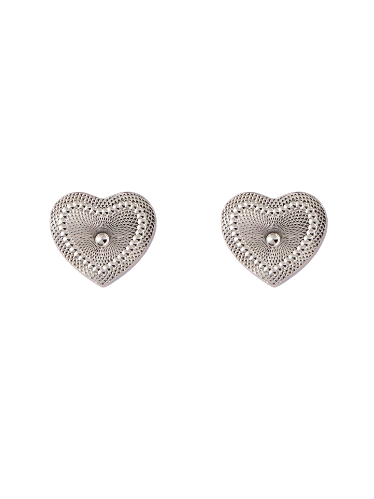 Pendientes de presión corazón tallado en Plata de Ley 925