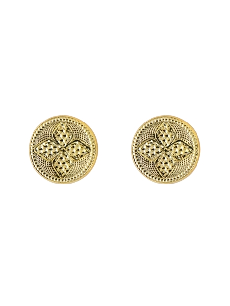 Pendientes de presión dorados círculo floral con relieve en Plata de Ley 925