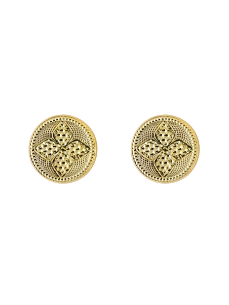 Pendientes de presión dorados círculo floral con relieve en Plata de Ley 925
