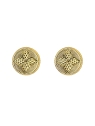 Pendientes de presión dorados círculo floral con relieve en Plata de Ley 925