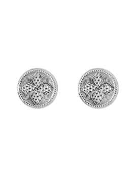 Pendientes de presión círculo floral con relieve en Plata de Ley 925