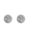 Pendientes de presión círculo floral con relieve en Plata de Ley 925