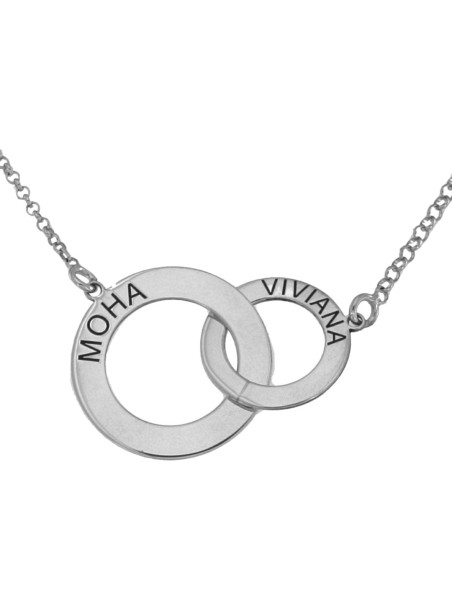 Colgante Aros Entrelazados Personalizados con Nombres en Plata