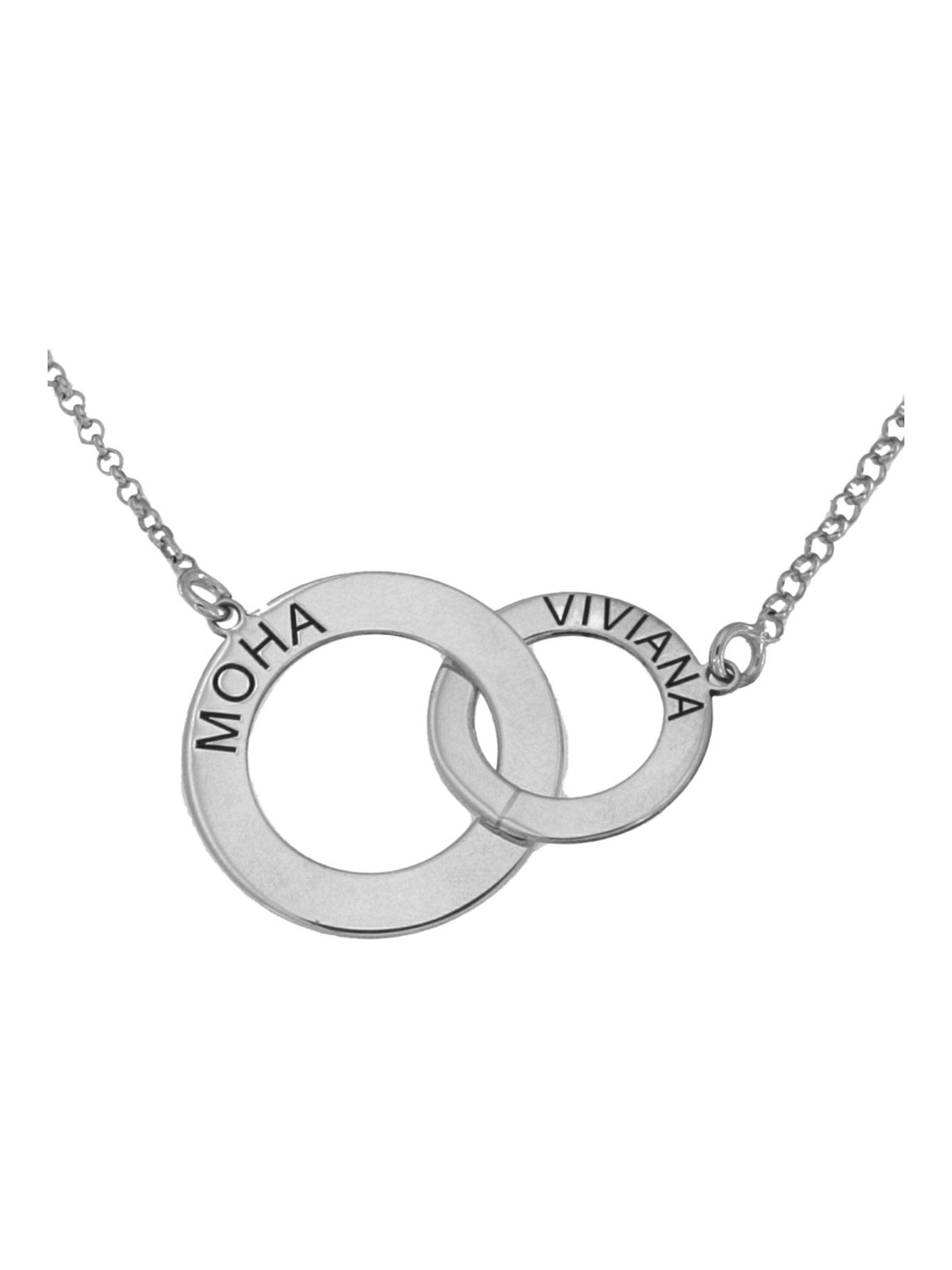 Colgante Aros Entrelazados Personalizados con Nombres en Plata