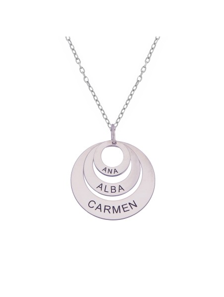 Colgante Discos Concéntricos Personalizados con Nombres en Plata