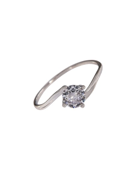 Anillo Solitario Minimalista con Circonita Redonda Brillante