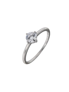 Anillo Solitario con Circonita Redonda de Cuatro Garras